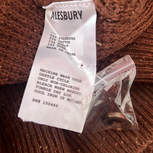 Alesbury Waffle Knit Henley Sweater Quarter Button Up 10% Wool Size Medium NWOT - Picture 3 of 3